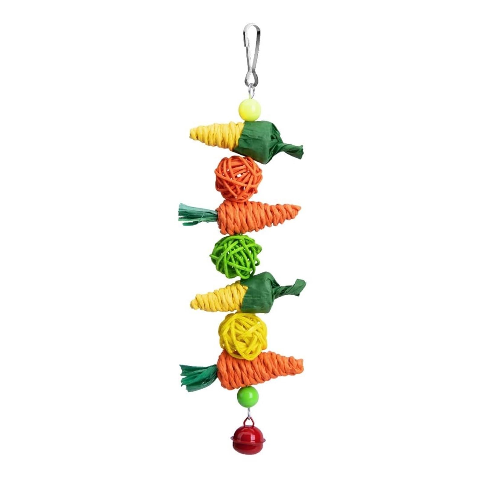 Jouet à mâcher pour petits oiseaux avec boules en rotin et clochette (3)