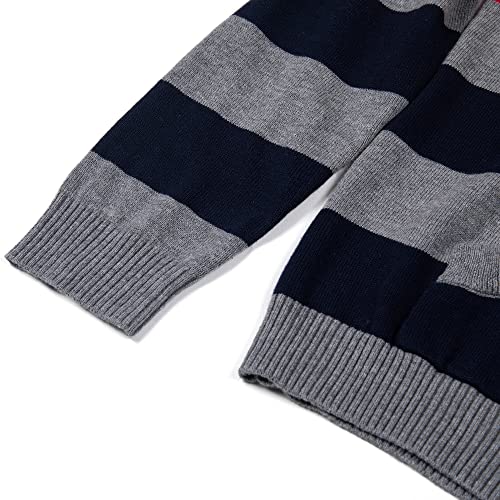 Image of BOBOYOYO Boys Sweaters 100% Cotton Cable Knit Kids Sweater Striped Pullover