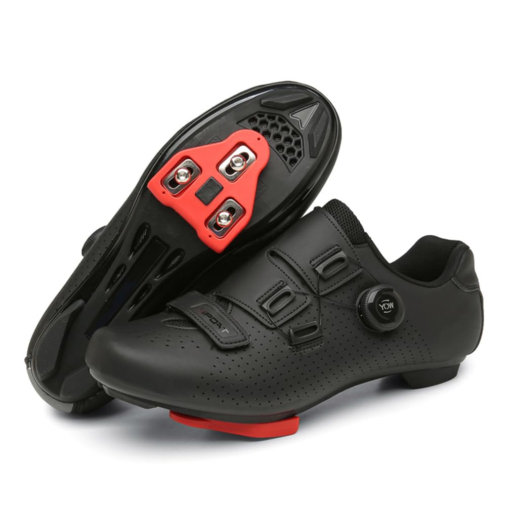 JiuQing Uniseksowe skórzane buty rowerowe kompatybilne z butami Peloton Indoor Outdoor Road Racing z blokami Delta