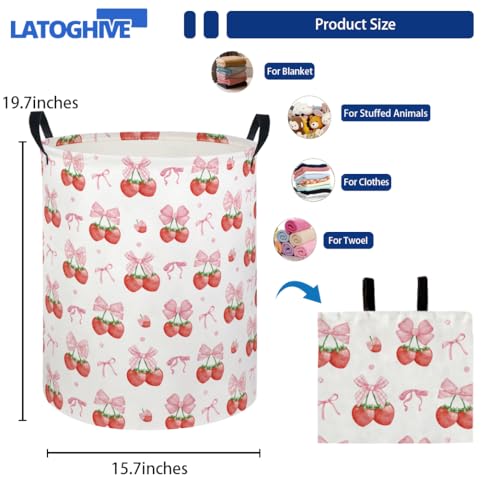 Image of Baby Laundry Hamper kids laundry Basket Waterproof Laundry Bag for Bedroom Clothes Organizer Room Decor(Strawberry)