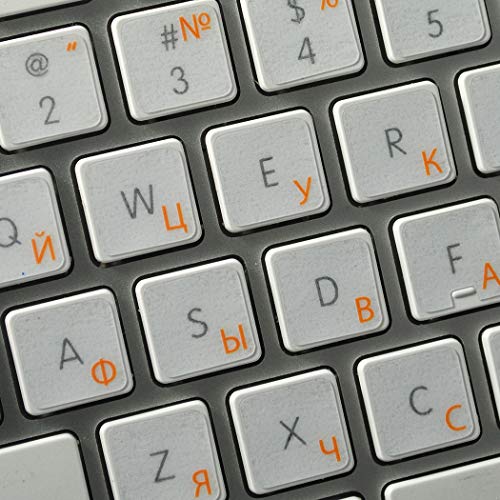Pegatinas de teclado ruso Mac con letras naranjas miniatura 1
