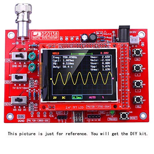 kuman DSO 138 DIY Oscilloscope Kit Opening Source 2.4" TFT 1MSPS Digital Oscilloscope Kit with DIY Parts & Probe, Handheld Pocket Sized 13803K, SMD pre-soldered - Thumbnail 4