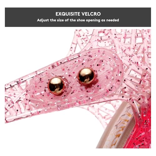 Flower Pairing Girls Princess Jelly Flats - Sparkly Dress Up Sandals for Cosplay & Parties | Lightweight Ballet Heels for Kids Ages 3-83