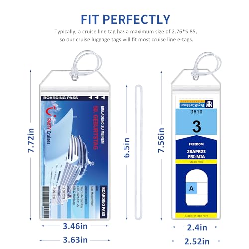Image of SEAVILIA 20 Pack Cruise Luggage Tag Holder for Royal Caribbean & Celebrity, Cruise Essentials 2026 Waterproof PVC, Zip Seal Top, Narrow Size, Reusable & Durable Cruise Must Haves, Travel Essentials