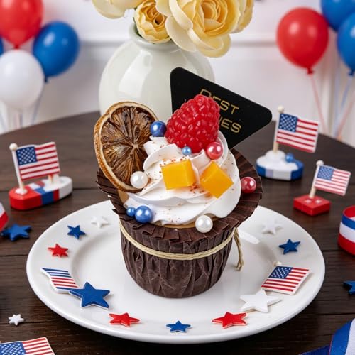 Image of Red White and Blue Pearl Sprinkles for Baking Edible, 4th of July Sprinkles, Patriotic Sprinkles with 4 Sizes Sugar 130g /4.6oz, Cupcake, Ice Cream, Donuts, Macaron Toppings Supplies (2mm, 4mm, 7mm, 1cm)