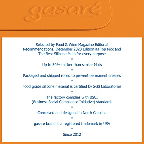 Image of GASARE, Set of 2, Extra Large, Thick, Silicone Mats for Kitchen Counter, Heat Resistant Mats, Countertop Protector, Non-Slip, Easy to Clean, 25 x 17 Inches x 1.4mm, Orange
