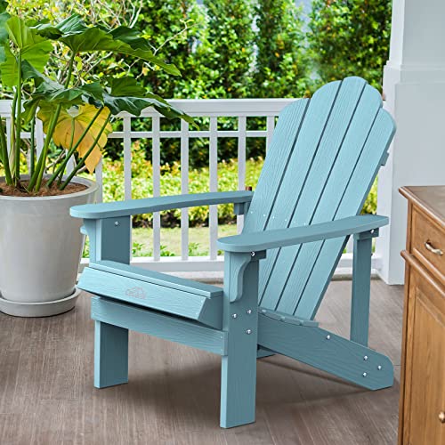 Cecarol Oversized Adirondack Chair, High Back Outdoor Chair With Cup Holder, Weather Resistant Chair For Porch, Garden, Backyard, Fire Pit, Lake Blue-Tfc3 #TOP1