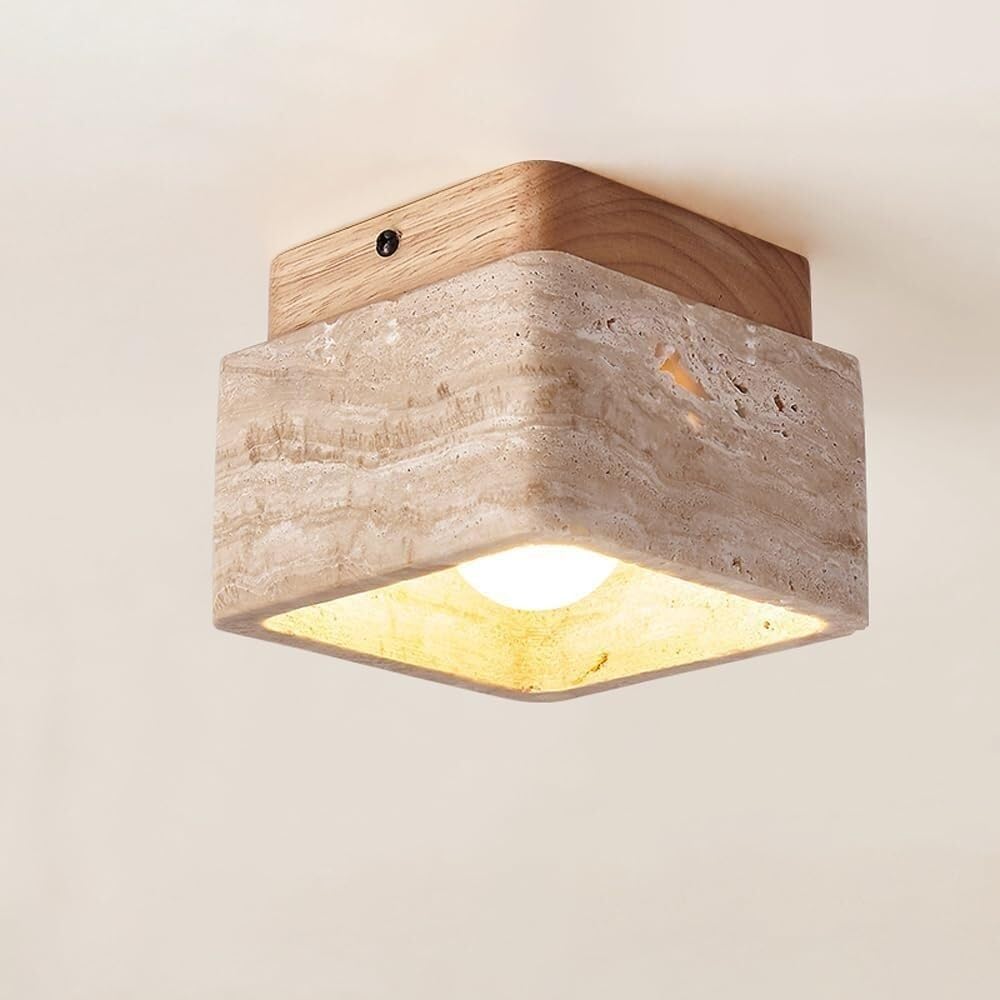 PCXEHUYP Simple Travertine Ceiling Light for Modern Living Room Bedroom E26 Single Head Chandelier Dining Corridor Staircase Study Villa Lamp Fixtures