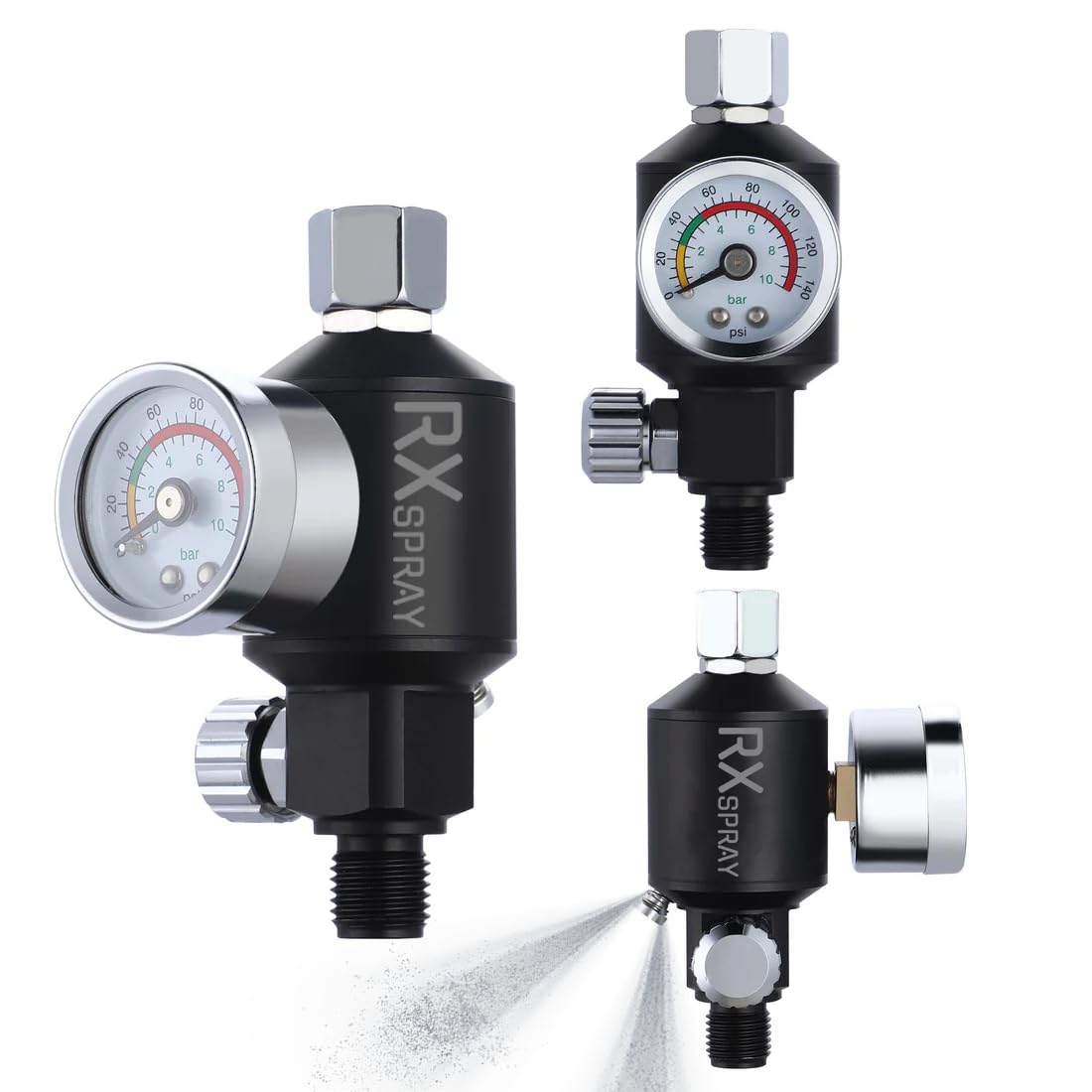 RX Spray 1/4" Compressed Air Inline Filter Regulator Oil Water Separator Combo with Presure Gauge All in One Design for Spray Gun Air Tools