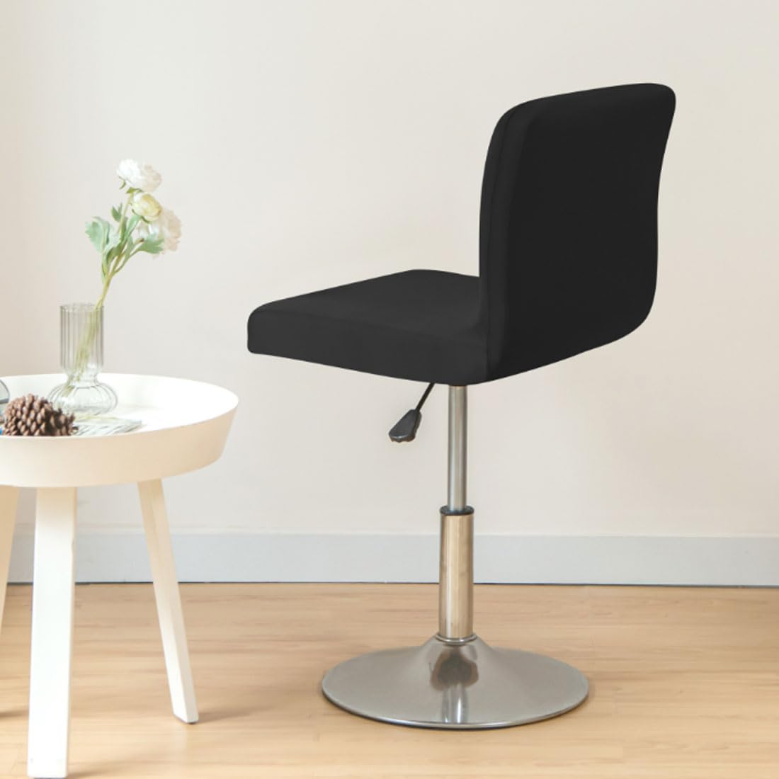 Lot De 4 Housses De Tabouret De Bar Avec Dossier Extensible - Tissu Polyester Élastique Beige - Protection Anti-Tâches - Lavable Machine