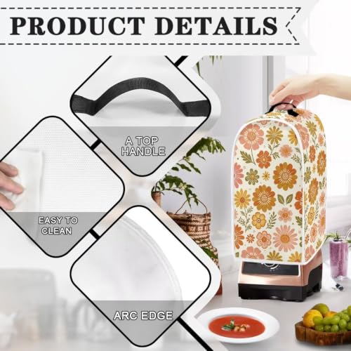 Image of Autumn Happie Floral Kitchen Blender Dust Cover with Top Handle | Soft, Anti Splash, Stand Mixer or Coffee Juicer Maker Cover Polyester Dust Proof Blender Protector Covers Christams Gifts