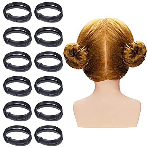 PAGOW 12Pcs Bun Hair Braiding Tool, Black Magic Hair Sticks Holder for Women, Tail Kit Braid Accessories for Thin Hair Styling, DIY Hair Tools for Girls Hairdresser Kits