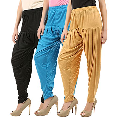 Image of Buy That Trendz Patiyala Pants for Women 3 Combo Patiyala Salwar Harem Viscose Bottoms Pants for Women