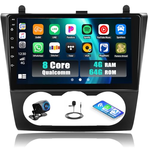 [4+64GB] 8-Core Qualcomm Android 15 Car Stereo for Nissan Altima Teana 2008-2012 (Manual A/C) with CarPlay & Android Auto,9’’ Car Radio with Bluetooth5.1 GPS WiFi FM/RDS EQ DSP SWC+Backup Camera