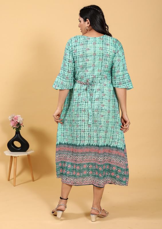 Image of RITIJYA Zipless Feeding Kurta Dress for Women | Maternity Nursing Kurti, No-Zip Easy Access | Extra Pleats Pre to Post Pregnancy | Quick-Dry Fabric | S-4XL