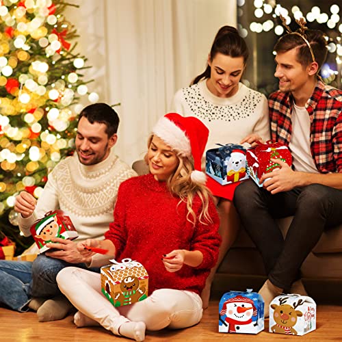Censen 32 Pcs Christmas Goody Gift Boxes with Bow 3D Christmas Treat Goodie Boxes Cardboard for Holiday Xmas Party Favors Supplies, 4.7 x 4.7 x 3.5 Inches, 8 Styles – Image 7