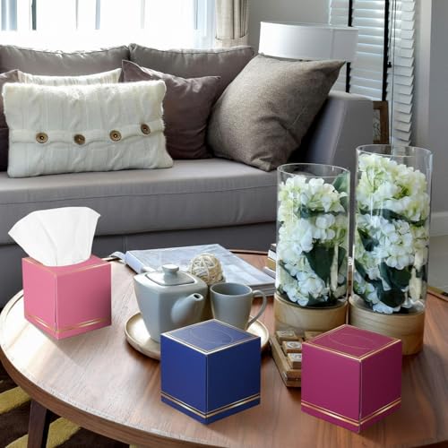 Image of Fourluoo 12 Pack Facial Tissues Cube Boxes Face Box 600 Sheets 3 Ply Soft Paper Square Tissues Bulk for Car Pocket Toilet Household Bedroom Family(Colorful)
