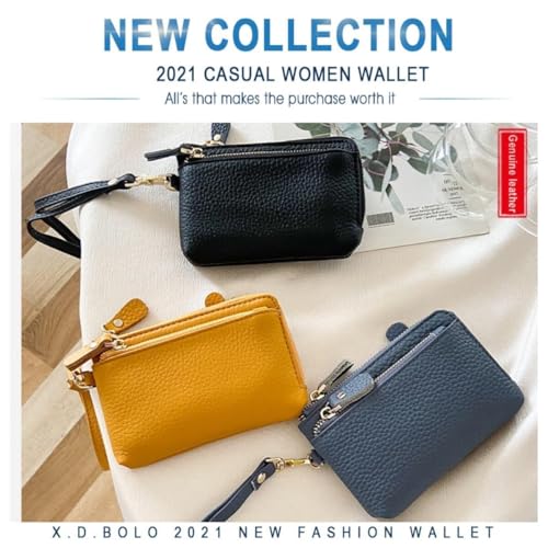 Genuine Leather Mini Change Purse Wristlet Wallet Zipper Around Coins for Girls Women2