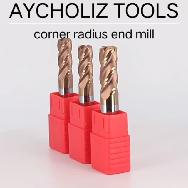 Image of Carbide Corner Radius End Mill 4Flute Mill Bits Sets with TISIN Coated, 0.03 inch Corner Radius, 5 /16 inch Cutting Diameter, 13 /16 inch Length of Cut, 2-1 /2 inch Overall Length
