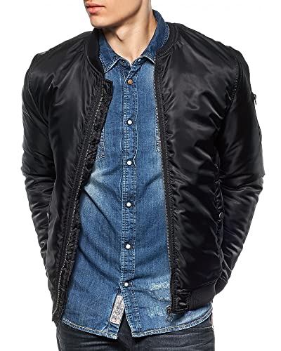 Blouson bombers homme Morigan noir ajusté en toile légère