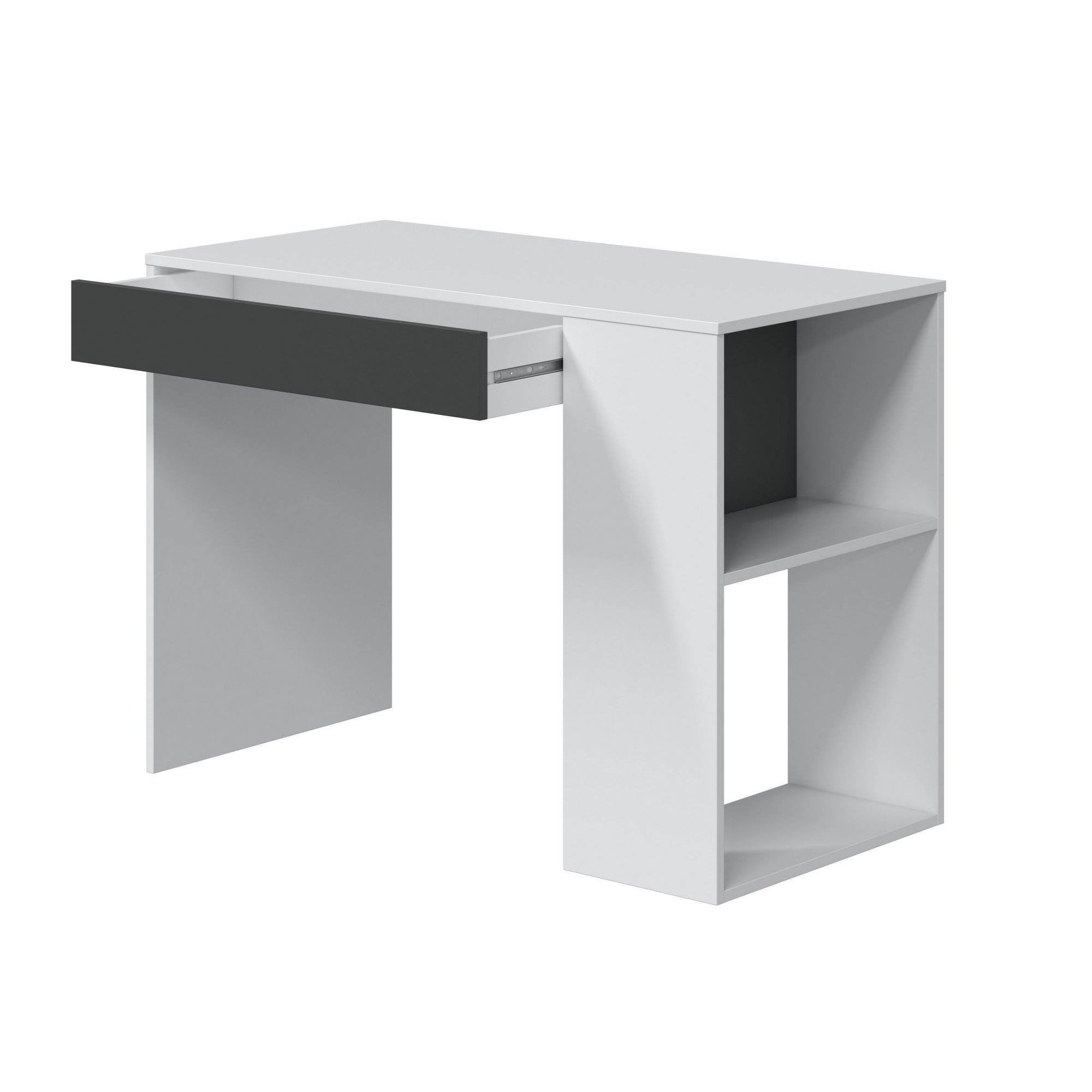 Dmora Scrivania Boise 50x101x73h cm Bianco un Cassetto Modulabile, 2 Ripiani