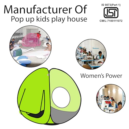 Image of Play House Foldable One Side Round Tent House for Kids Lightweight and Portable |Foldable Tent House for Kids Activity Indoor Outdoor |Play Tent House for Multi Purpose| Play Tent House (Green-2)