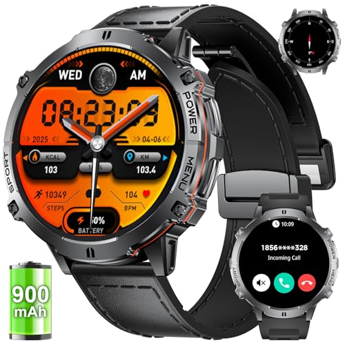 Image of Smart Watches for Men with 900mAh(60+Standby),1.73 inch AMOLED Reloj Inteligente para Hombre with Bluetooth Call,110+ Sports Mode Fitness Tracker /Heart Rate Sleep Health Monitor /Android iOS Smart watch