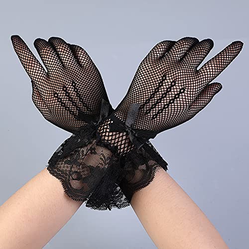 Malaxlx Ladies Lace Gloves – Fingerless & Full-Finger Floral Gloves for Wedding, Tea Party, Halloween, Cosplay & Evening Wear4