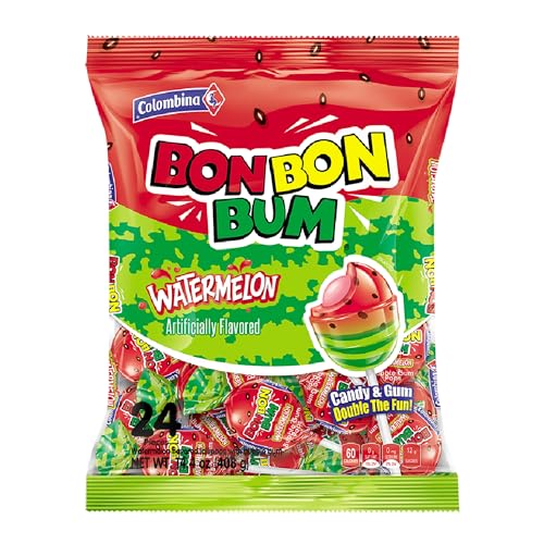 Lollipop Bon Bon Bum with chewing gum inside (Wtermelon) Colombina