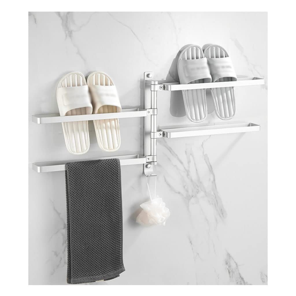towel rail， Wall-Mounted Aluminum Folding Towel Rack with Hook - Space-Saving Holder for Bathroom and Kitchen