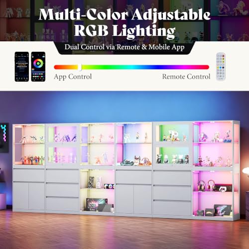 Image of AMERLIFE Modular DIY RGB Display Cabinet, 32 x 16 x 72.5 Inch