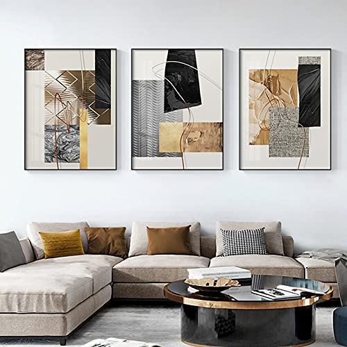 Art Mural Géométrique Doré triptyque idéal pour habiller un grand mur