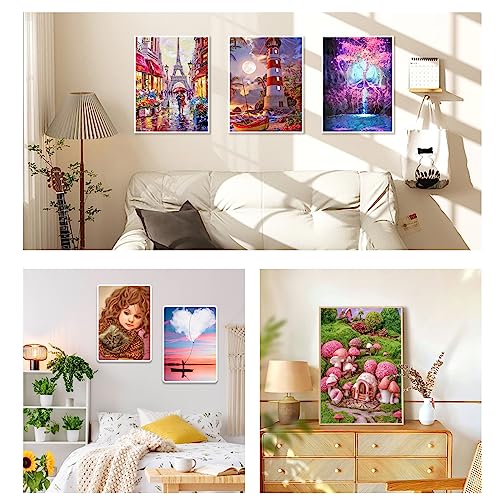 Image of AiYuanzsh 12 Pack Diamond Painting Kits, 50 Pictures Scenery 12, DIY Paint with Diamonds Art Crystal Rhinestone Round Drill Diamond Painting Kit Cross Stitch for Home Wall Craft Decor