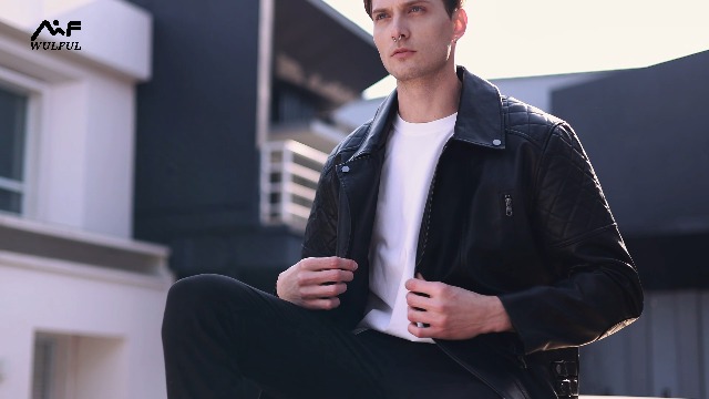WULFUL Men's Leather Jackets, Faux Bomber Jacket for Men