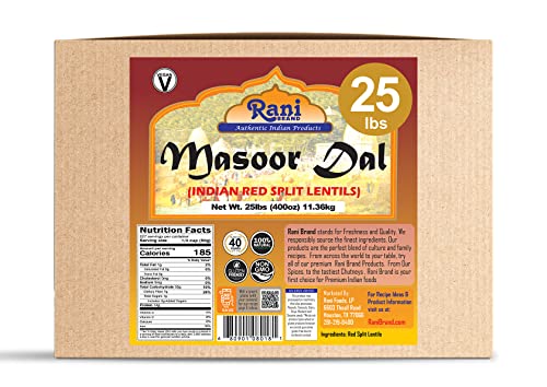 Image of Rani Masoor Dal (Indian Red Lentils) Split Gram 400oz (25lbs) 11.36kg Bulk Box ~ All Natural | Gluten Friendly | NON-GMO | Kosher | Vegan | Indian Origin