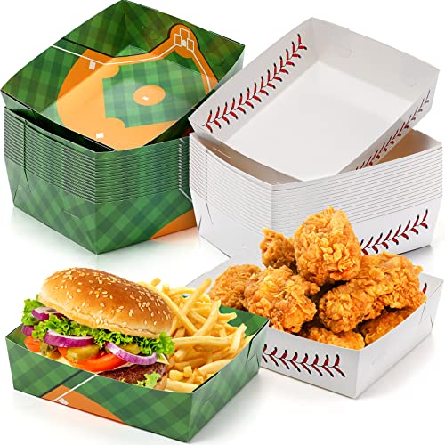 Teling 36 Pcs Baseball Theme Party Supplies Large 5 lb Baseball Plates Trays Food Boat Paper...