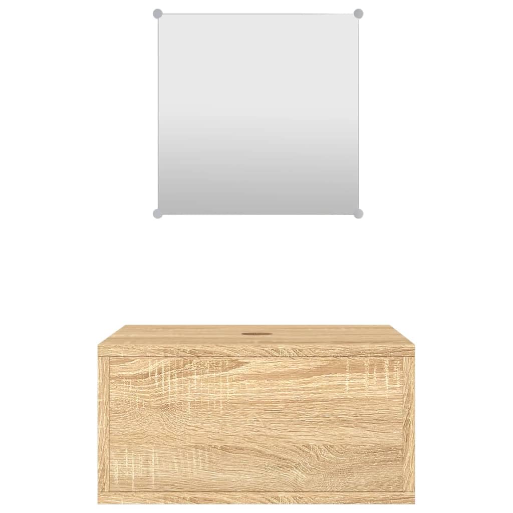 vidaXL Ensemble de Meubles Salle de Bain Armoires 2 pcs, Armoires Murales avec Miroir, Placards de Rangement, Moderne, Chêne Bois d'Ingénierie