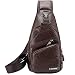 Produktbild Rullar Herren Sling Bag PU Leder Brusttasche Umhängetasche Wasserresistent Kuriertasche Rucksack Schultaschen Tragetasche Sporttasche Wandern Reisen Tasche Dunkelbraun