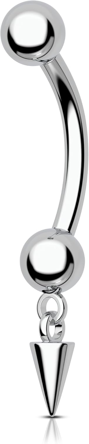 COCHARM Titanium Arrow Rook Earrings Dangle 16g Rook Piercng Jewelry Spike Surgical Steel Rook Barbell 8mm Dangling Silver Vertical Rook Jewelry Cute