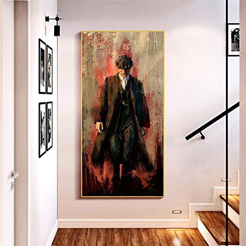 アートポスター - トミー・シェルビー  - 50 x 100cm HCHD Peaky Blinders Graffiti Art Paintings Print on Canvas