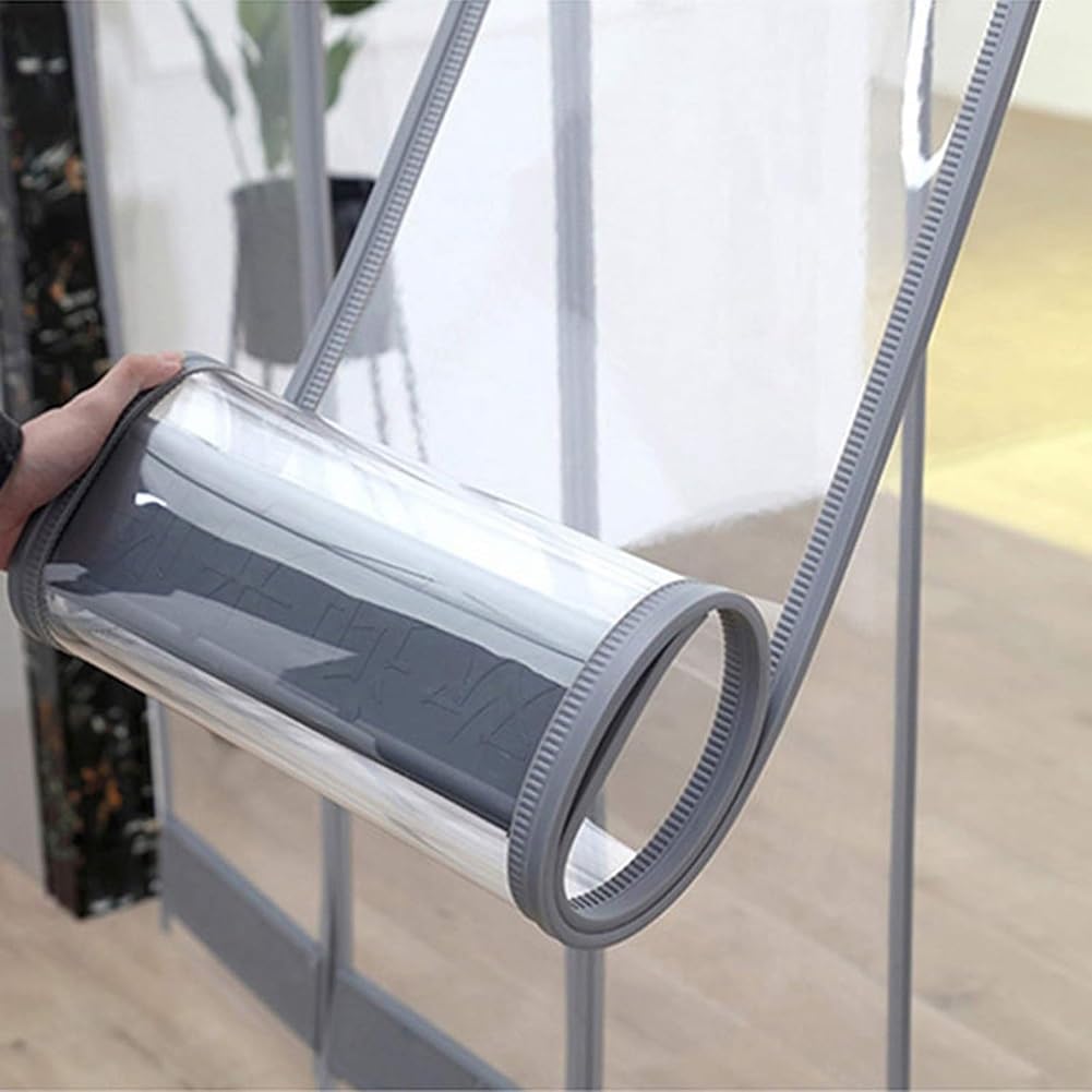 PVC Strip Curtain Kit - 2mm Thick Insulated Magnetic Door Panel - 4pcs (0.4x2.2m) for Home & Business, Auto Closing, Energy Efficient, Easy Installation, Temperature Control