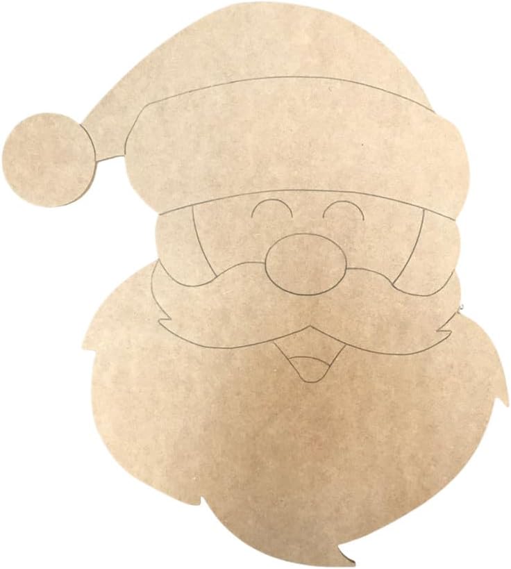 Santa Head, Unfinished Wooden Craft, Paint by Line