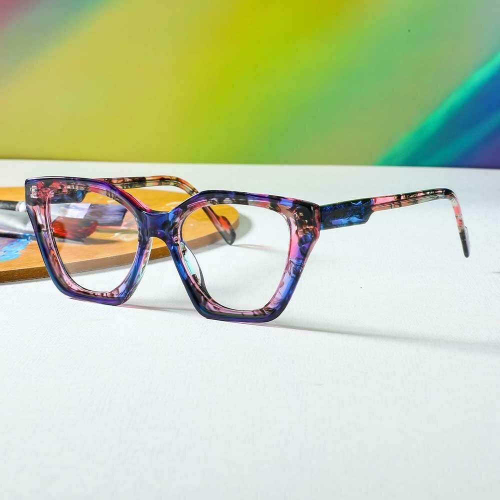 Katzenaugen-Lesebrille Designer, Brillen Blaulichtfilter Reading Glasses Stylische, Lesebrillen Azetat mit Eingravierten Details Cat-Eye Lesestärke für Damen & Herren