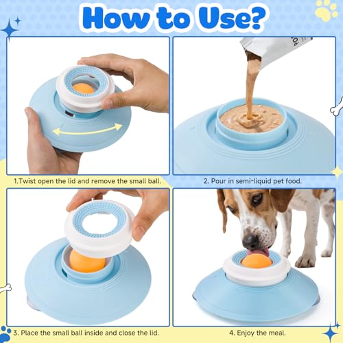LTFIOON Hundelickspielzeug, Schleckball Hund, PP Nassfutter Lick Pad mit Saugnapfbecher, Lick Bowl Hund für Haustier Angst Relief und Langsam Füttern