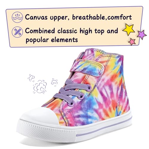 Image of K KomForme Toddler High Top Sneakers Canvas Shoes with Hook and Loops | Lightweight, Breathable