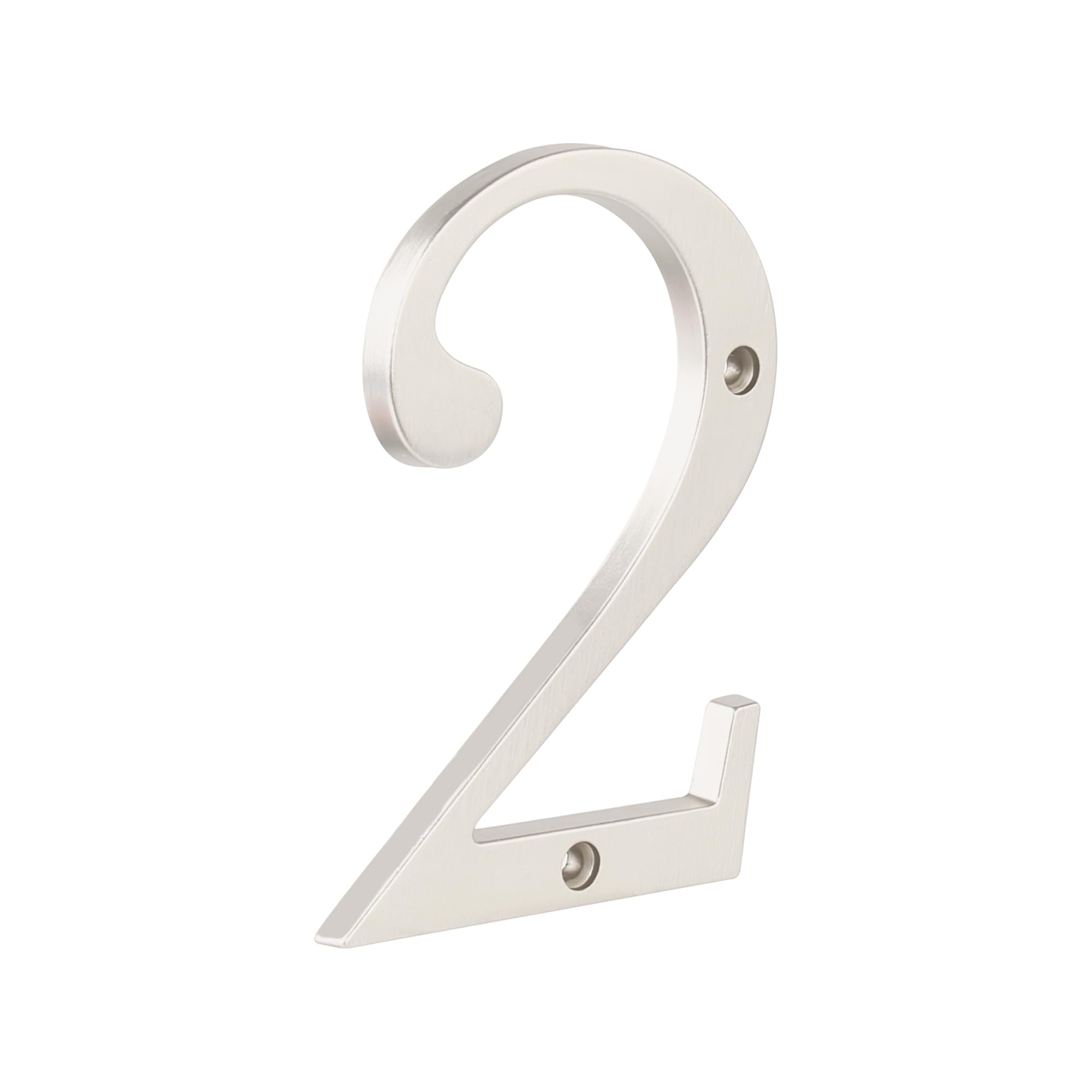 HASWARE 4-Inch Metal Address Numbers for Houses - Brushed-Silver Zinc Alloy Door Sign with Modern Floating Look Rust-Proof Powder-Coated Easy Install 0-9 (Number 2)