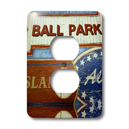 Plaque pour 2 prises de courant solide avec motif de balle de sport 3dRose