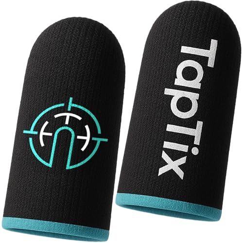 TapTix Gaming Finger Sleeves 2 Paar (4 Stück) Touchscreen Fingerlinge für Smartphone & Tablet perfektes Gleiten & mehr Grip atmungsaktiv für Mobile Games & Shooter Games (4)