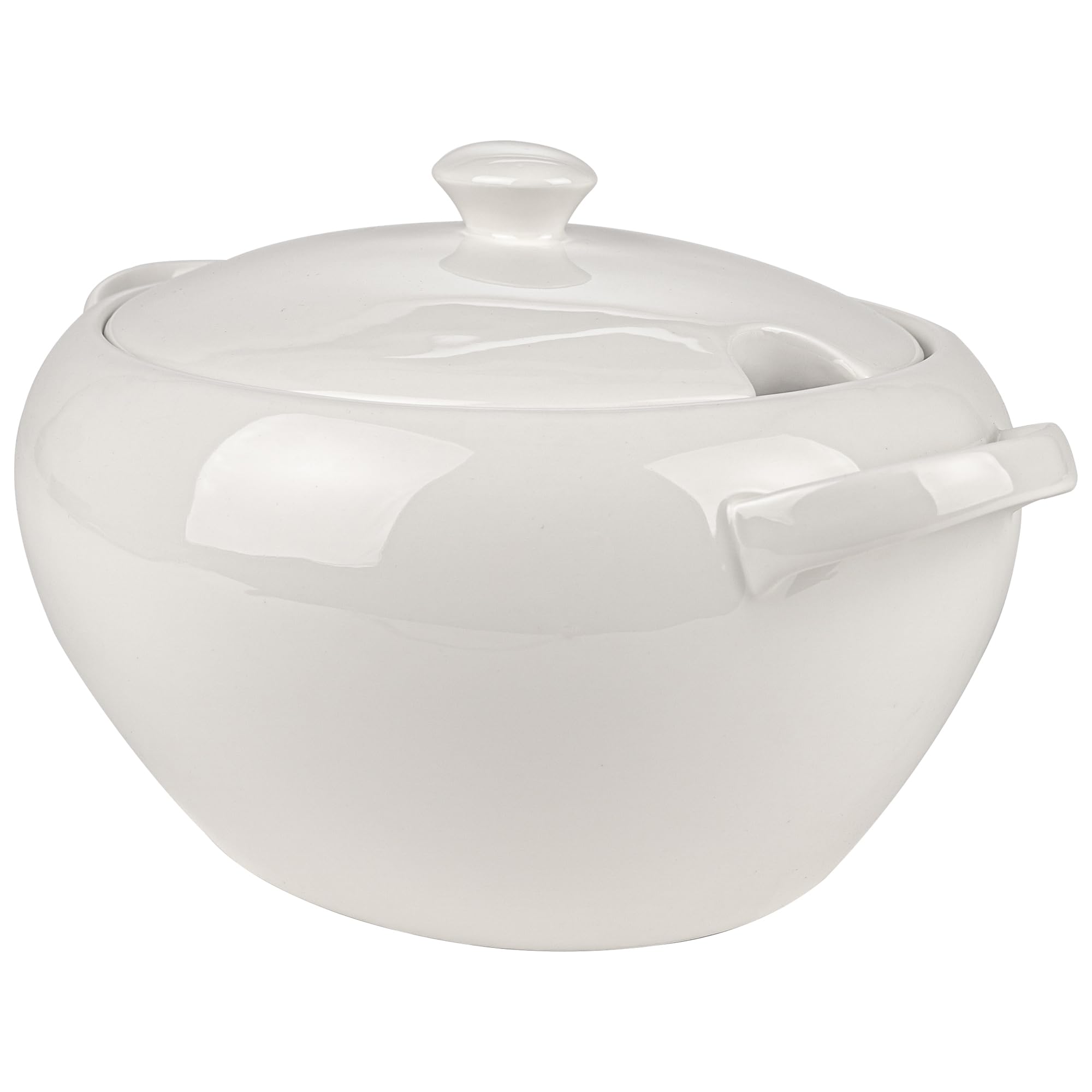 Suppenterrine Porzellan mit Deckel - 3.1L - Weiss Suppenschüssel Groß - Modern Servierschüssel - Soup Terrine - Suppentopf - Suppen Serviertopf - Ideal für Weihnachten - Weißwursttopf