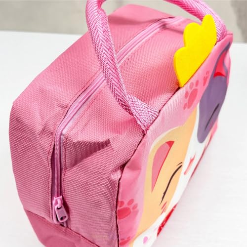 Image of 3D Printed Hot & Cold Leak-Proof Insulated Lunch Bag - Pink Cat Wings Design, Tote Hand-Held Tiffin Bag for Office, School, Kids, Women & Men